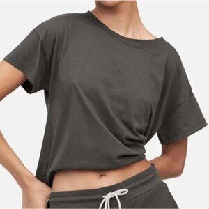 NWT MATE the Label Charcoal Organic Cotton Raw Neck Boxy Tee - Size XS
